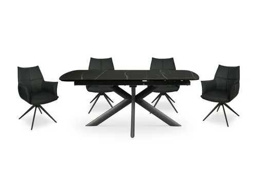 Esstisch MAXIE - ausziehbar, LB ca. 190x98 cm, Glaskeramik, Anthrazit Struktur