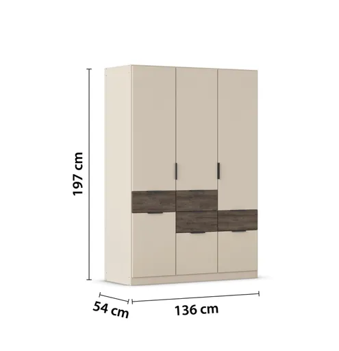Drehtürenschrank RAAS- B ca. 136 cm, Champagner, Vintage
