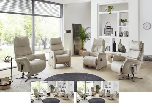Sessel - mit Relaxfunktion, Stoff, Ecru