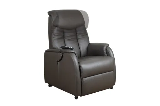 TV-Sessel MARIN - Aufstehhilfe, Relaxfunktion, Kopfteilverstellung, Leder, Dunkelbraun