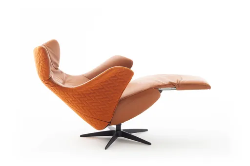 Relaxseessel Follina - Relaxfunktion (motorisch), Leder, Stoff, Cognac