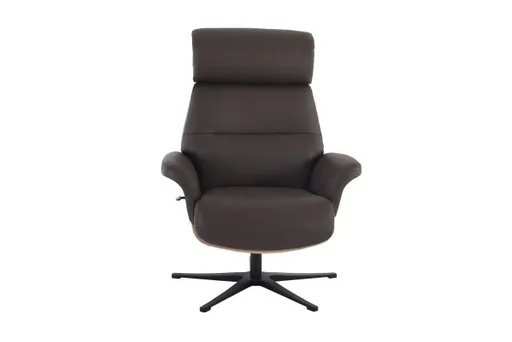 TV-Sessel MOANI mit Hocker - drehbar, Kopfteilverstellung, Leder, Dunkelbraun