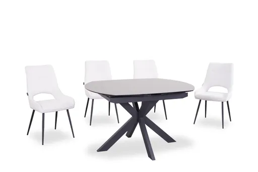 Esstisch MEGGIE - ausziehbar, LB ca. 130x100 cm, Glaskeramik, Grau