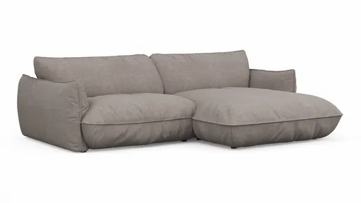 Ecksofa Fluffy - 2,5-Sitzer mit Longchair rechts inkl. Rückenlehne verstellbar, Stoff, Taupe