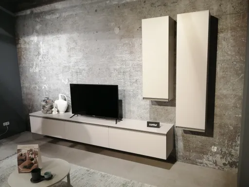 Wohnwand Venzone - B ca. 320 cm, Lack, Hellgrau