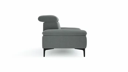 Sofa Felipa - 3-Sitzer inkl. Kopfteil verstellbar, Stoff, Grau