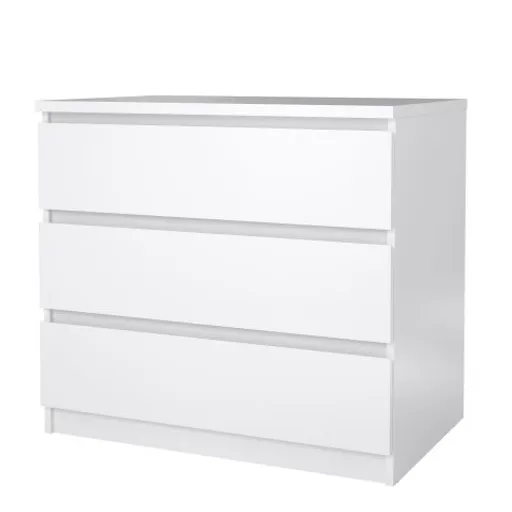 Kommode - B ca. 77 cm, Weiß Hochglanz