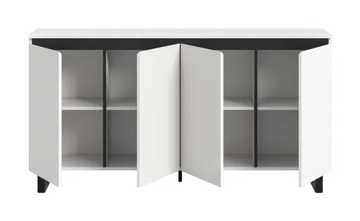 Sideboard - B ca. 160 cm, Weiß, Schwarz