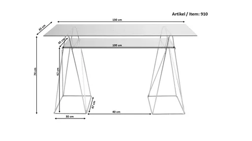 Schreibtisch - LB ca. 130x65 cm, Schwarz