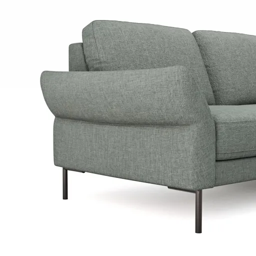 Ecksofa Rockport A - 2,5-Sitzer mit Ecke rechts, inkl. Sitzauszug (motorisch) und Armlehne klappbar, Stoff, Eisblau