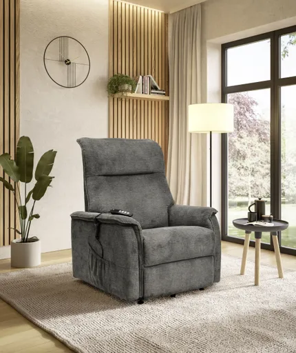 TV-Sessel MIKLAS - Aufstehhilfe, Relaxfunktion, Stoff, Grau