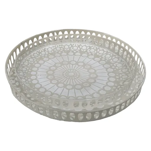 Deko-Tablett - 2er Set, Creme/Weiß