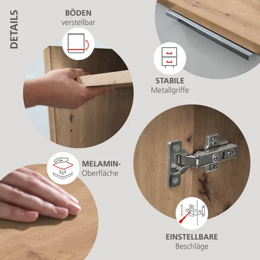 Rollcontainer - B ca. 45 cm, Artisan Eiche Nachbildung, Weiß