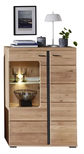 Vitrine - mit Beleuchtung, Holzfarben, Teilmassiv