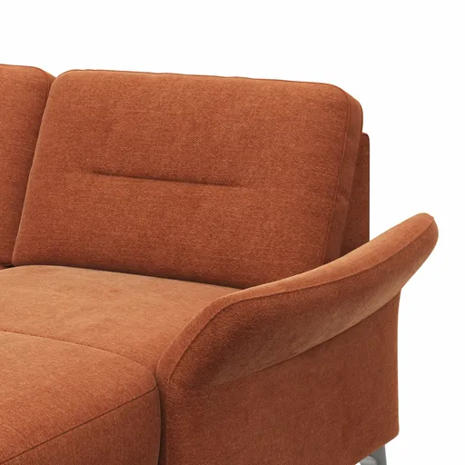 Wohnlandschaft Almyra - Ottomane links, 2,5-Sitzer, Longchair rechts, Stoff, Kupfer