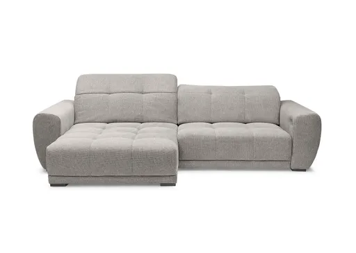 Ecksofa - Longchair links mit 2-Sitzer, Kopfteil verstellbar, Sitztiefe verstellbar motorisch, Stoff, Taupe