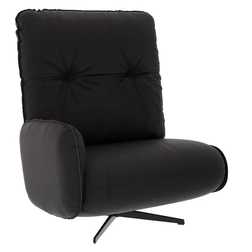 Loungesessel Lovere - Leder, Schwarz, Armlehne links