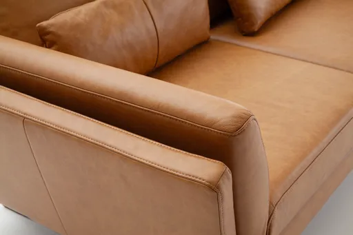 Sofa Tova - 2-Sitzer inkl. Rücken und Armlehnenverstellung, Leder, Cognac
