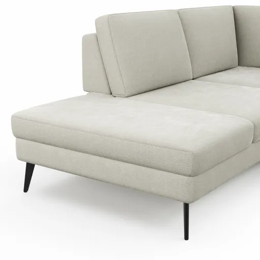 Ecksofa Houston - 1-Sitzer mit Abschlussteil links, Eckelement und 2,5-Sitzer rechts, inkl. Sitztiefenverstellung und Armlehne klappbar, Stoff, Natur