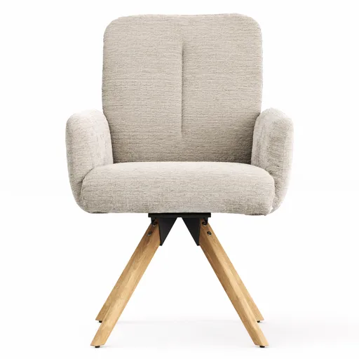 Armlehnstuhl Evania - Dreh und Relax-Funktion, niedriger Rücken, Stoff, Ecru