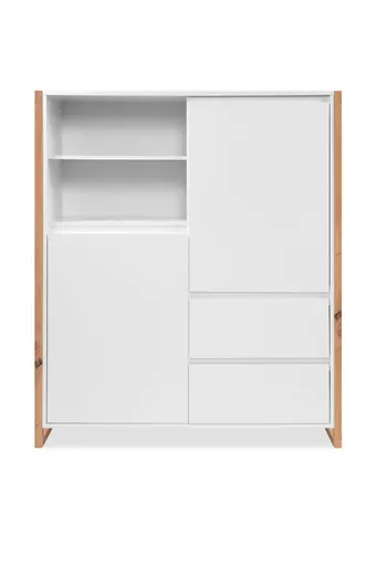Highboard - B ca. 120 cm, Weiß, Artisan Eiche Nachbildung