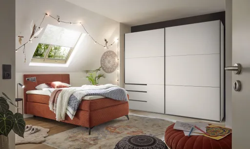 Boxspringbett JODIE- Liegefläche ca. 120x200 cm, Stoff Rostrot