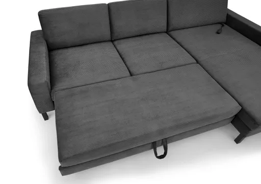  Ecksofa CALM MOVE 2.0 - 2,5-Sitzer mit Longchair rechts, Schlaffunktion, Feincord, Anthrazit