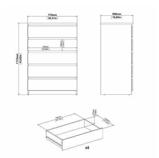 Kommode - B ca. 77 cm, Jackson Hickory Nachbildung