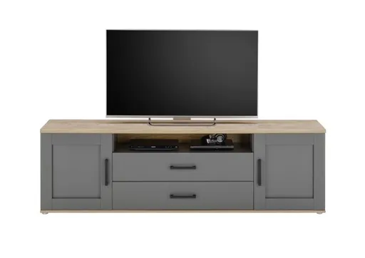Lowboard - inkl. Wandboard, Grau, Artisan Eiche Nachbildung