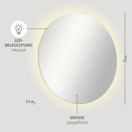 Spiegel - mit Beleuchtung, D ca. 80 cm