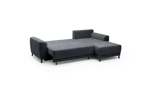 Ecksofa JONI - 2-Sitzer, Ecke rechts inkl. Schlaffunktion mit Bettkasten, Stoff, Anthrazit