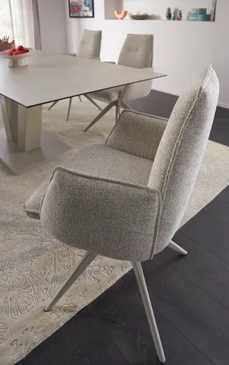 Armlehnstuhl Dinner - drehbar, Stoff, Champagner