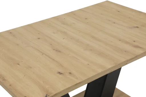 Esstisch - ausziehbar, LB ca. 140x80 cm, Artisan Eiche Nachbildung, Schwarz