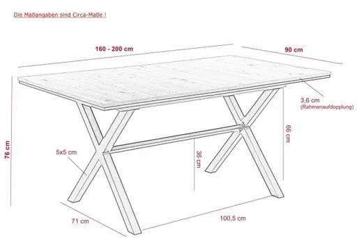 Esstisch - ausziehbar, LB ca. 160x90 cm, Weiß, Schwarz