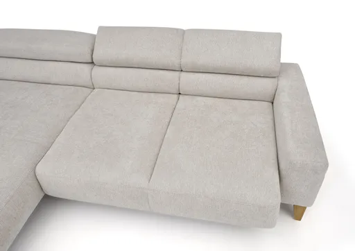 Ecksofa CHENOA - 2-Sitzer mit Longchair rechts, Sitzvorzug motorisch, Stoff, Natur