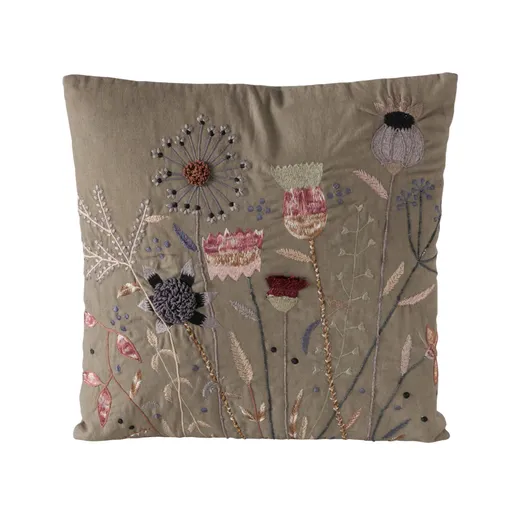 Deko-Kissen - B/L ca. 45x45 cm, Beige/Grün/Hellrosa