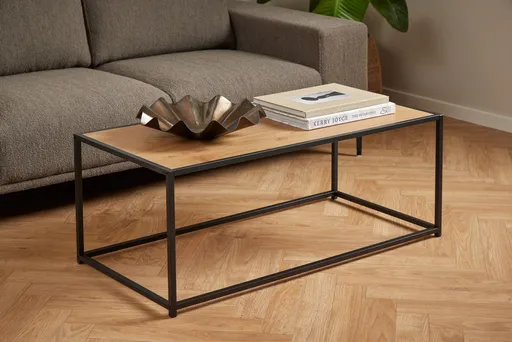 Couchtisch - LB ca. 100x50 cm, Wildeiche Nachbildung, Schwarz
