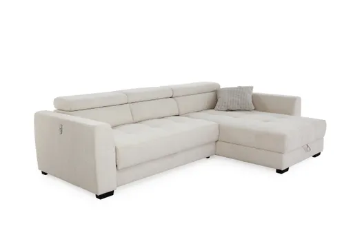 Ecksofa - 2-Sitzer, Ecke rechts, Stoff, Beige