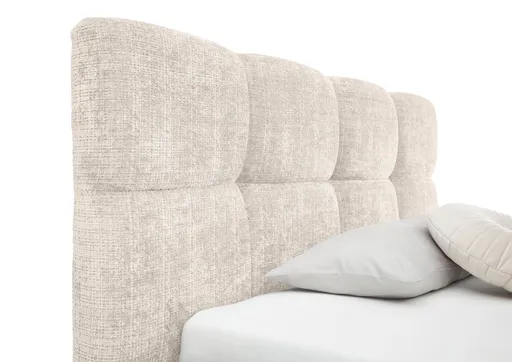 Bettgestell SANDRIN R- Liegefläche ca. 140x200 cm, Stoff, Creme, inkl Latterost und Stauraum