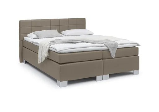 Boxspringbett HAIKOS- Liegefläche ca. 180x200 cm, Stoff, Hellbraun, inkl. Topper