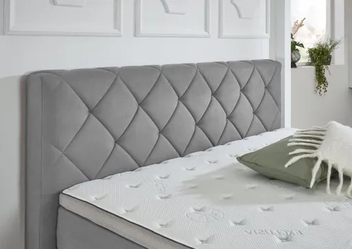 Boxspringbett- Liegefläche ca. 180x200 cm, Stoff, Grau