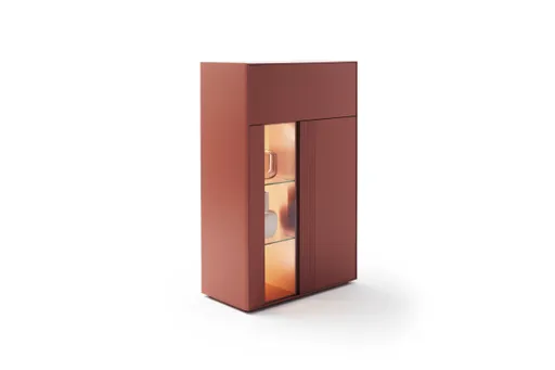Highboard Colore - mit Beleuchtung, BHT ca. 90x144x45 cm, Lack, Samtbeere