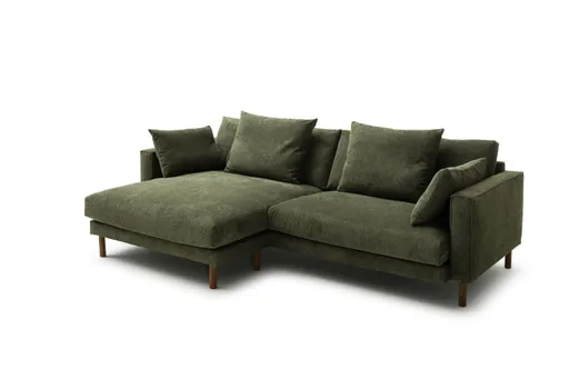 Ecksofa Anesa - Longchair links, 1,5-Sitzer, Stoff, Grün