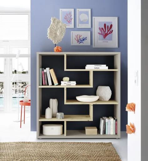 Raumteiler - B ca. 130 cm, Taupe, Asteiche