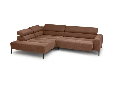 Ecksofa COLLEEN - Ecke links und 2-Sitzer, Sitzvorzug motorisch, Feincord, Rost
