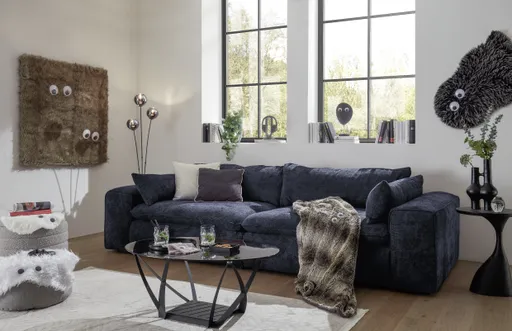 Sofa - 3-Sitzer, Stoff, Dunkelblau