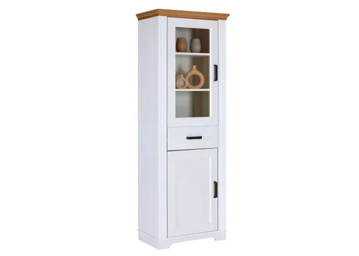 Vitrine - B ca. 68 cm, Weiß, Oak Colori