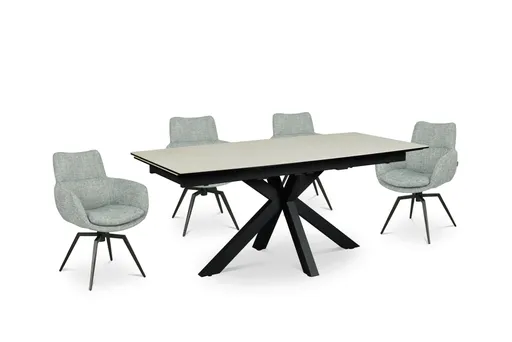 Esstisch MELANIA - ausziehbar, LB ca. 180x95 cm, Glaskeramik, Travertin farbig