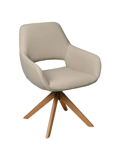 Armlehnstuhl MARIELLE - drehbar, Leder, Latte