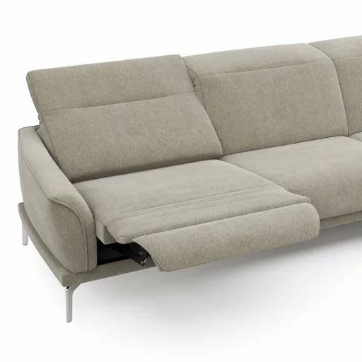 Ecksofa Amadena - 2-Sitzer mit Longchair rechts inkl. Relaxfunktion motorisch, Stoff, Limone
